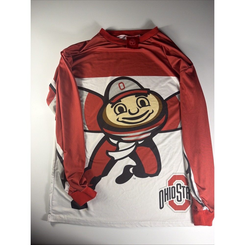 Ohio State Men's Red & White Long-Sleeve Mascot Tee Small